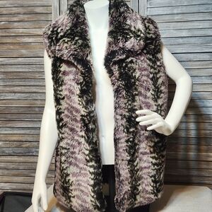Betas Choice Faux Fur Vest Lined Medium Pink Black Gray